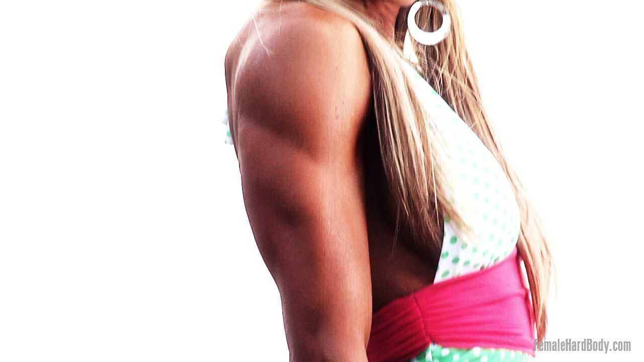 Blonde Bodybuilder Abby Marie Flexes Her Muscles In A Dress And Poses For The Camera! - Abby Marie