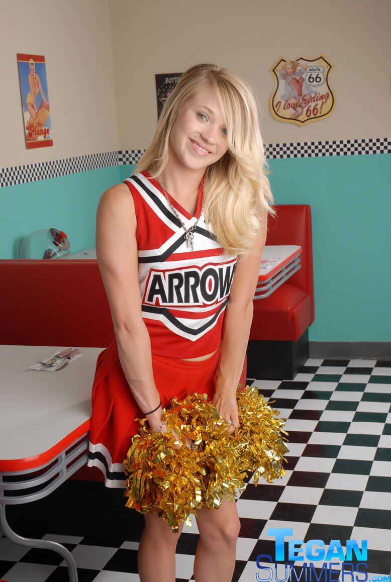 Tegan Summers' Cheerleader Diner Dreams Come True with her Cute College Blonde Body and Sexy Petite Frame - Tegan Sum...
