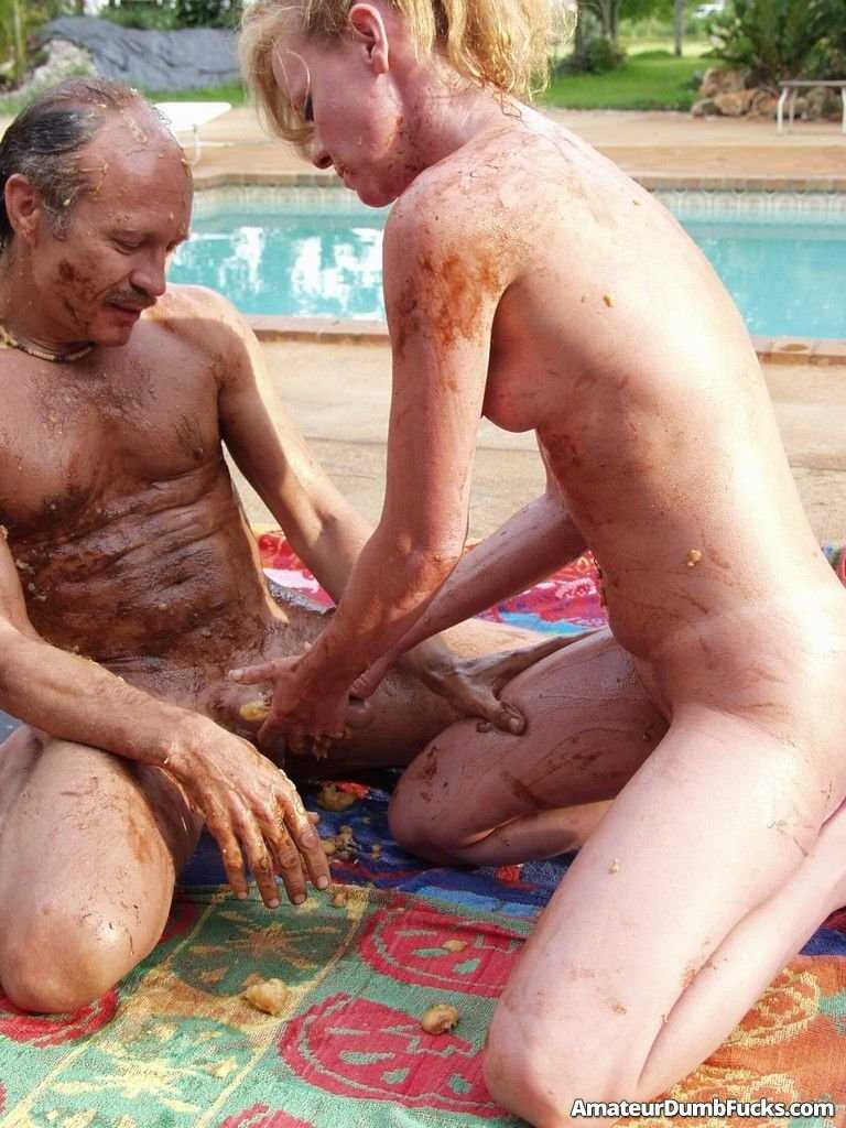 Blonde Nenita Burningham Gets Her Muddy Body Covered Before Giving A Blow Job In The Swimming Pool With An Old Man - Nenit...