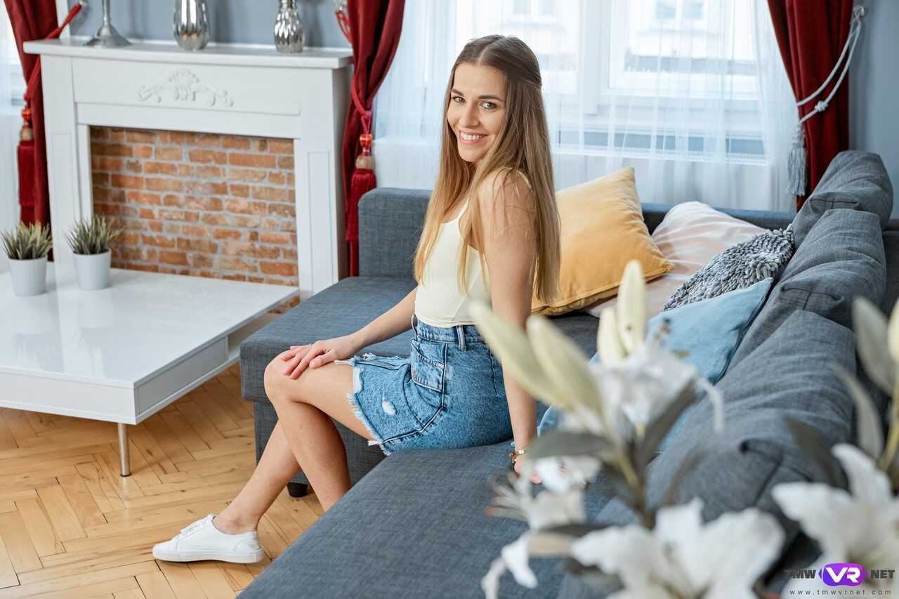 Eveline Dellai's Shaven Pussy Softcore Solo: A Czech Beauty Teases Her Cute Kitty On The Sofa - Eveline Dellai