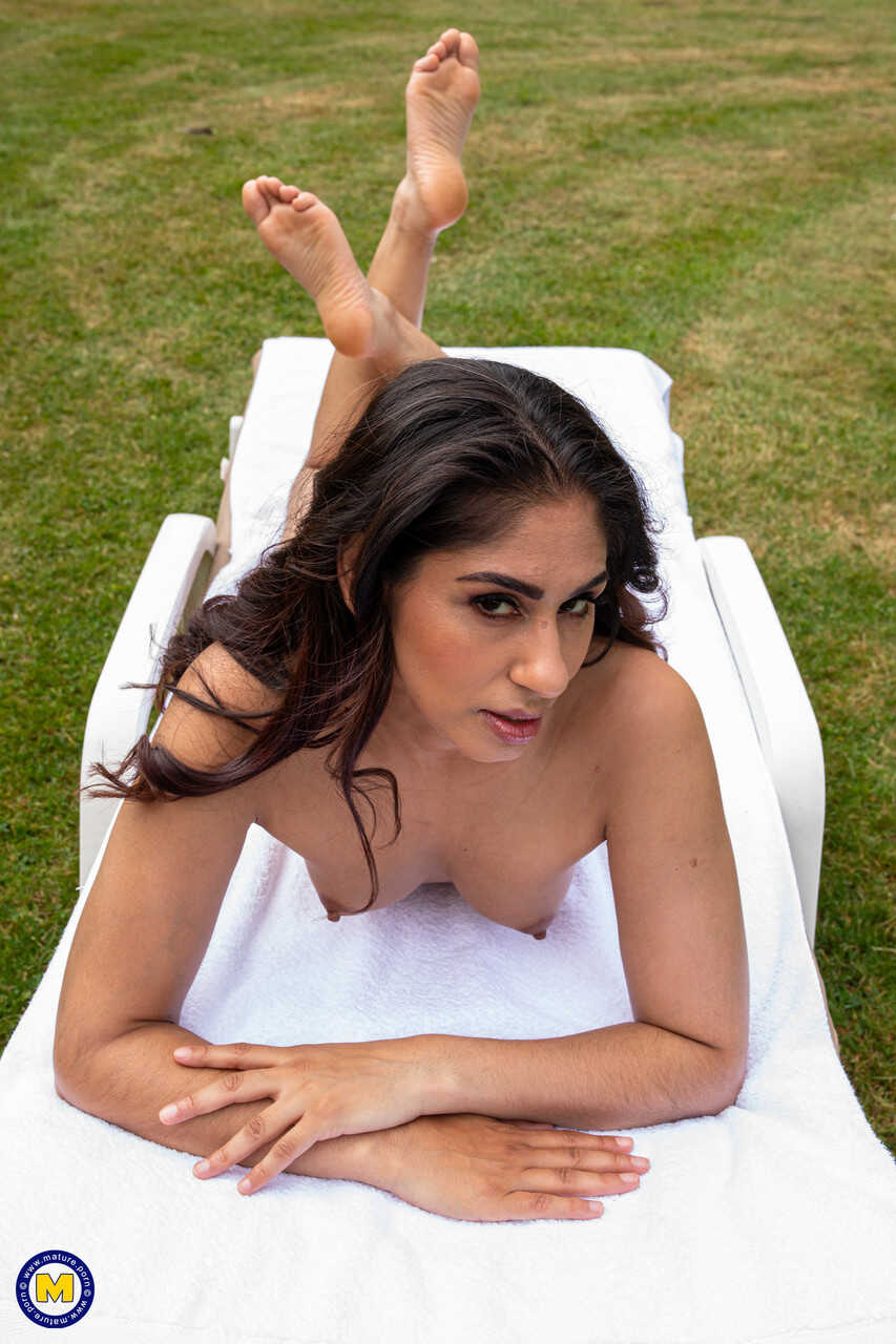 Brunette wife Sahara Knite strips her blue bikini & spreads her extremely hairy pussy outside for the camera - Sahara ...