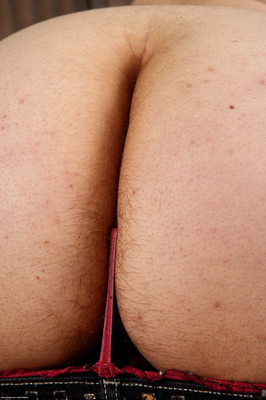 Dark-haired babe Ashley Brewington unveils her juicy tits & furry cunt while she shows off her hairy armpit and chubby...