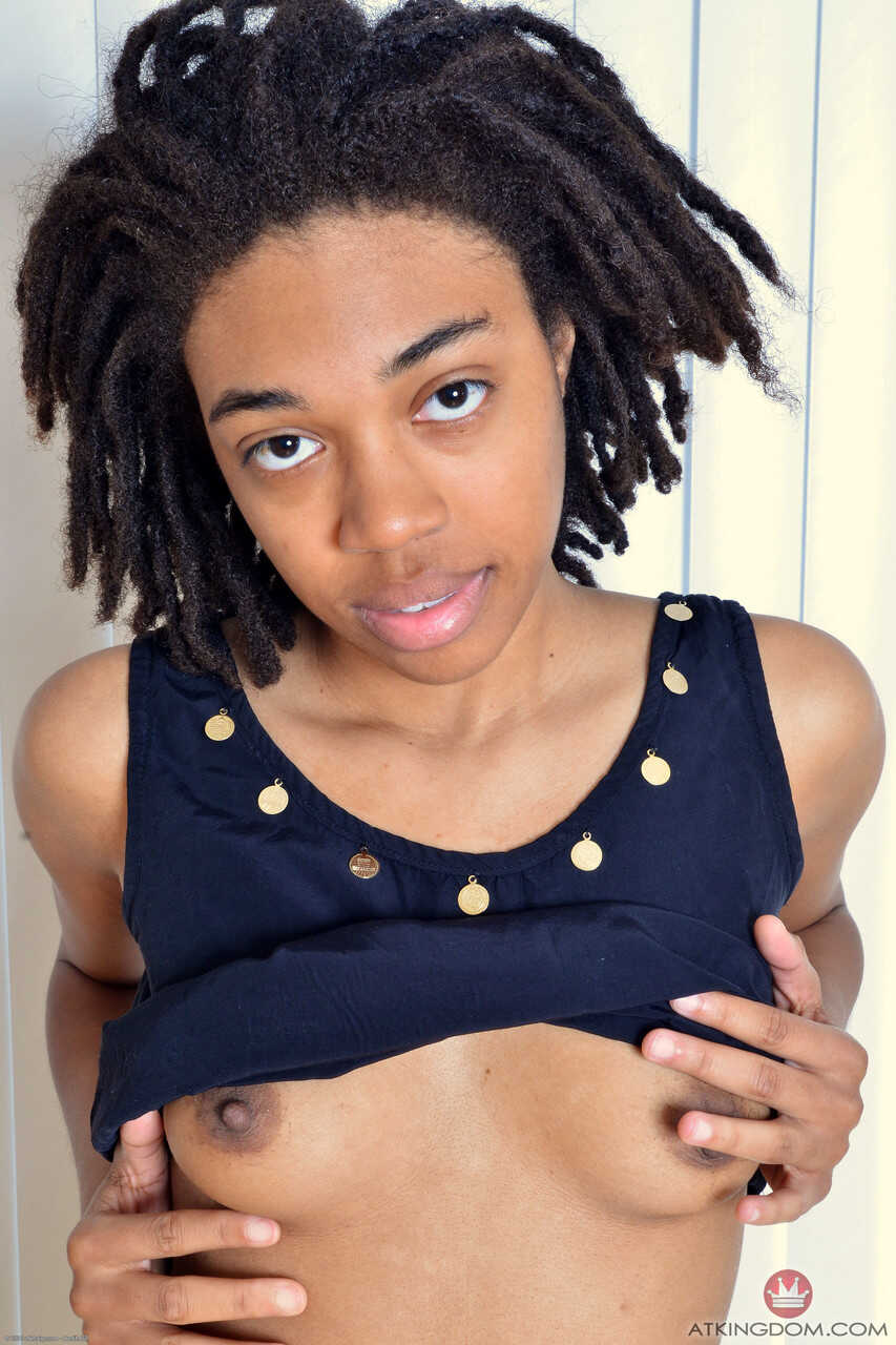 Spreading Her Hairy Olivia: The Gorgeous Ebony Teen's Exotic Hairy Pussy - Olivia Green
