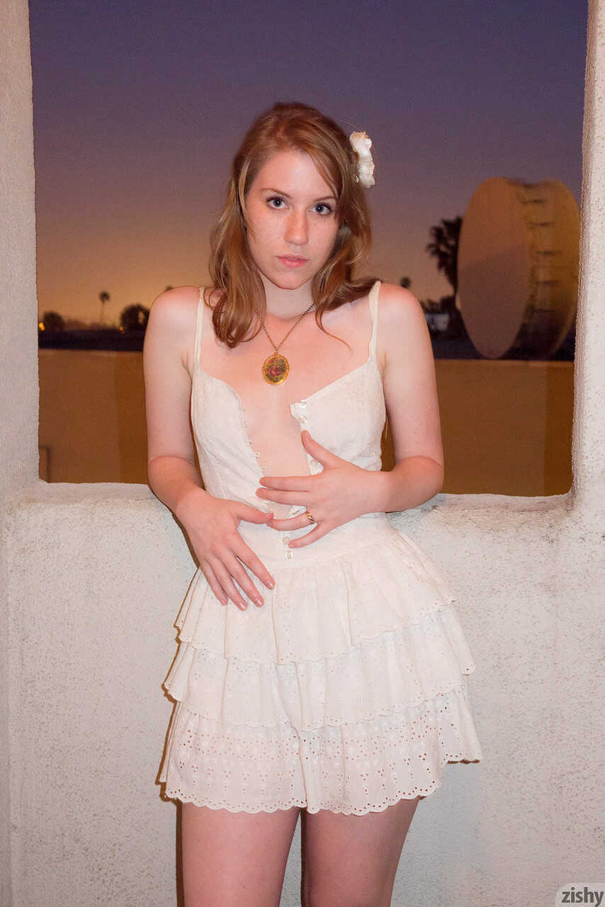 Slutty girlfriend exposes sexy panties while posing non nude in her hotel room with Olivia Pelton the sexiest redheaded ne...