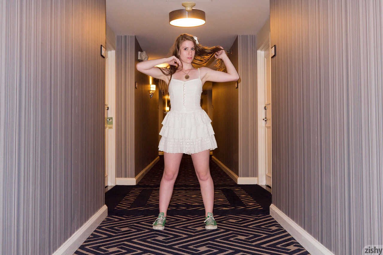 Slutty girlfriend exposes sexy panties while posing non nude in her hotel room with Olivia Pelton the sexiest redheaded ne...