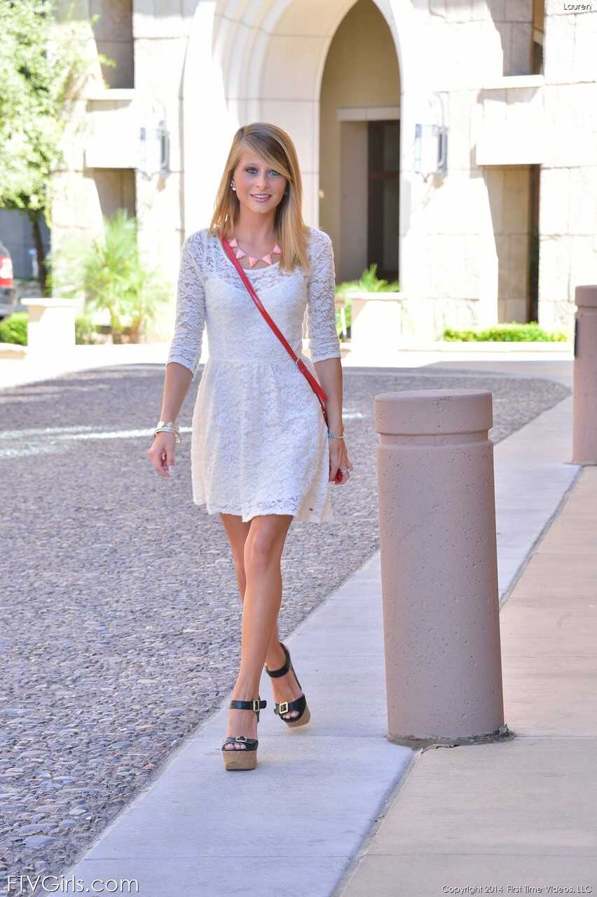 Petite Blonde Lauren Teases with Tan Lines and Her Sexy Asset in Public- or -Lauren's Public Flashing Showcases Her T...