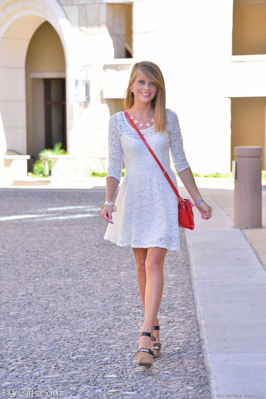 Petite Blonde Lauren Teases with Tan Lines and Her Sexy Asset in Public- or -Lauren's Public Flashing Showcases Her T...