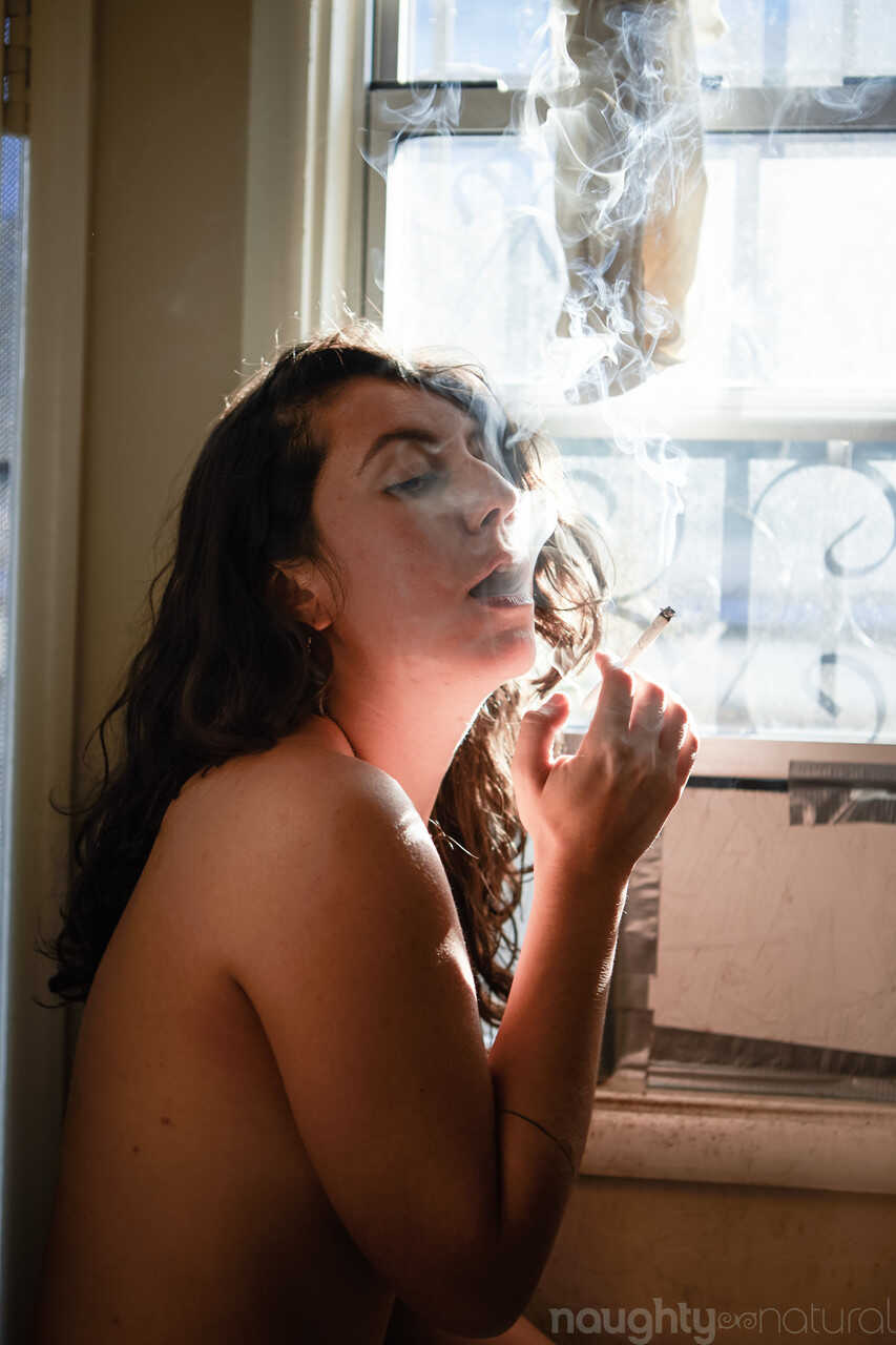 Nikki Silver Smokes A Spliff While Posing Naked Indoors And Outside Very Hairy Pussy, Amateur Babe - Nikki Silver