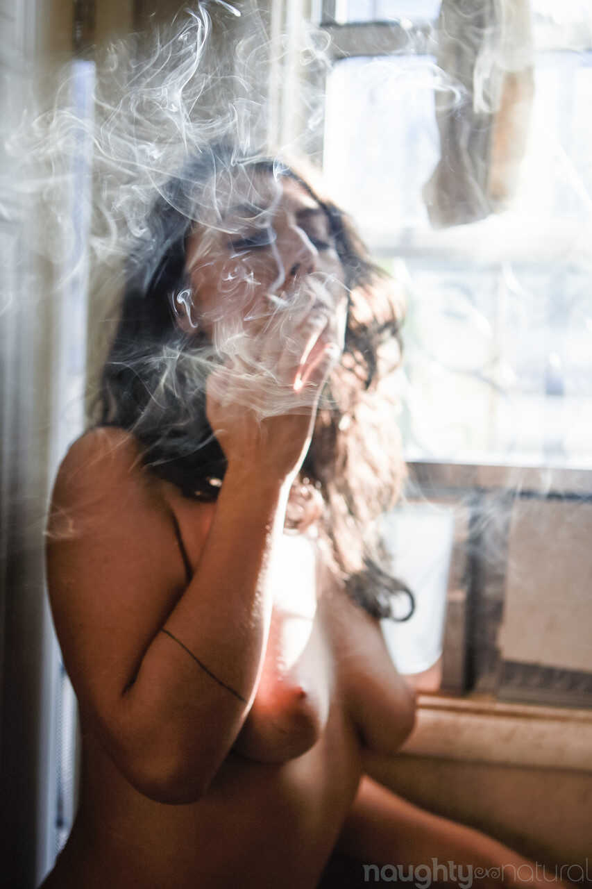 Nikki Silver Smokes A Spliff While Posing Naked Indoors And Outside Very Hairy Pussy, Amateur Babe - Nikki Silver