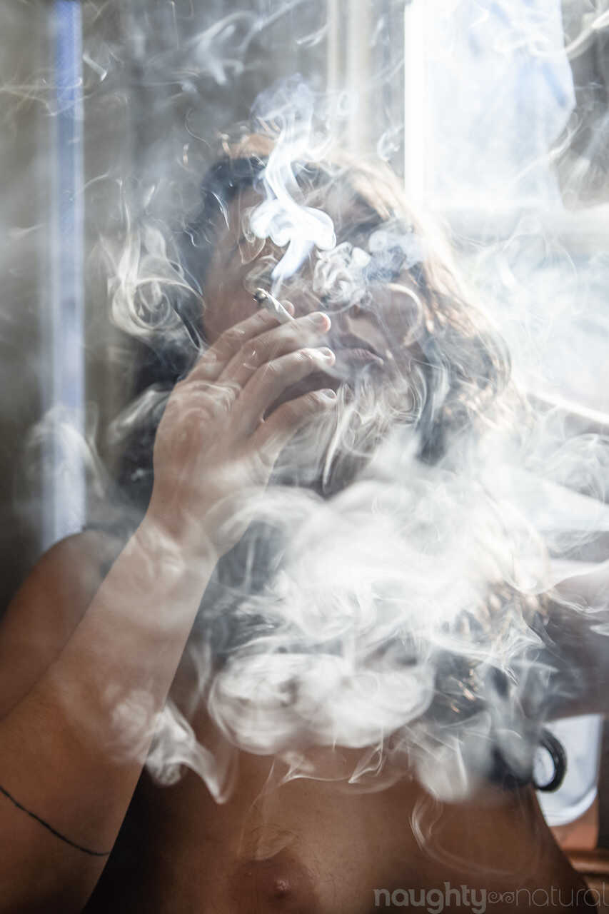 Nikki Silver Smokes A Spliff While Posing Naked Indoors And Outside Very Hairy Pussy, Amateur Babe - Nikki Silver