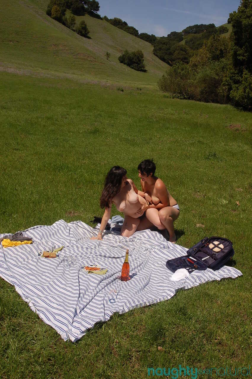 Young honeys Nikki Silver and Cleo get hairy on a picnic