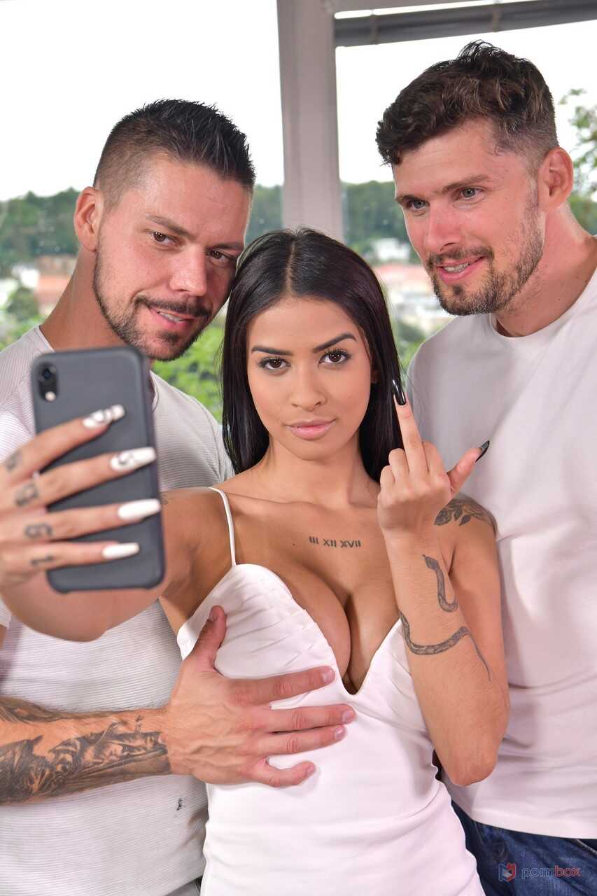 Tight Dress, Big Tits and Two Big Dicks for Latina Beauty Kelly Oliveira in Double Fucking Action! - Angelo Godshack, Kell...