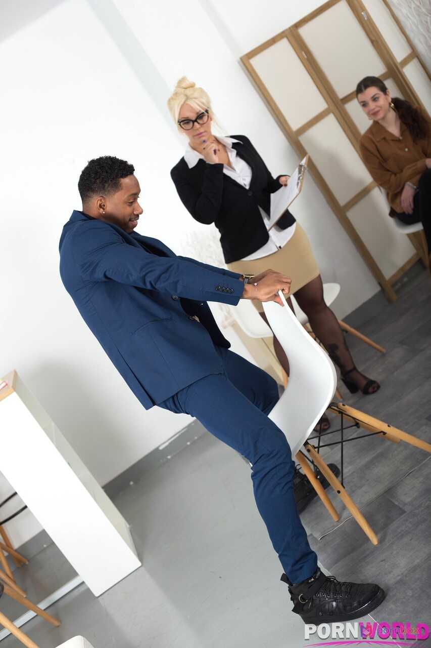 Big Boob Blonde Fesser gets fucked hard by a Black Bull in the Office