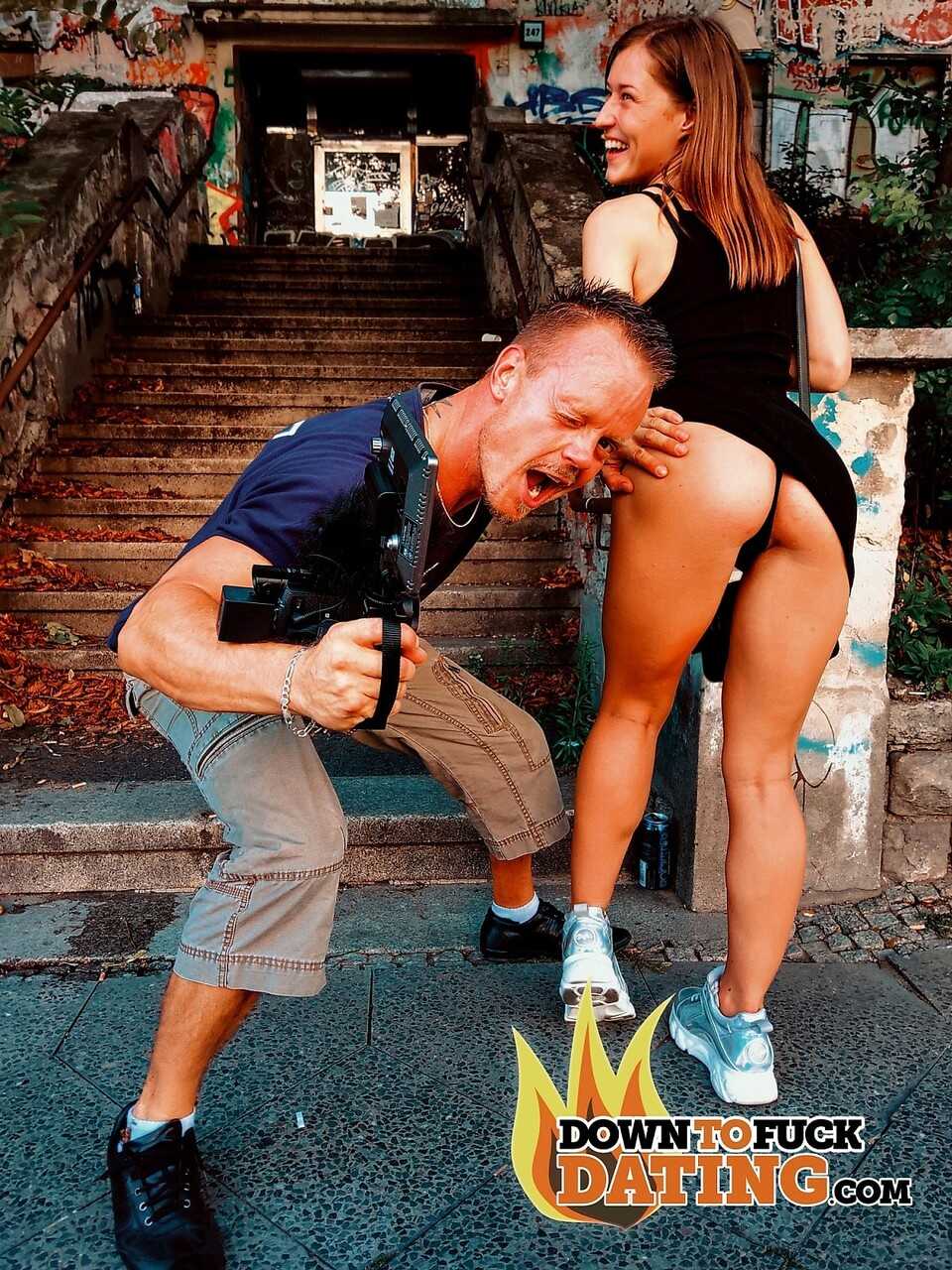 Brunette Mistress Mina's Outdoor Cum Swallowing Orgy with Three Horny Studs - Mina
