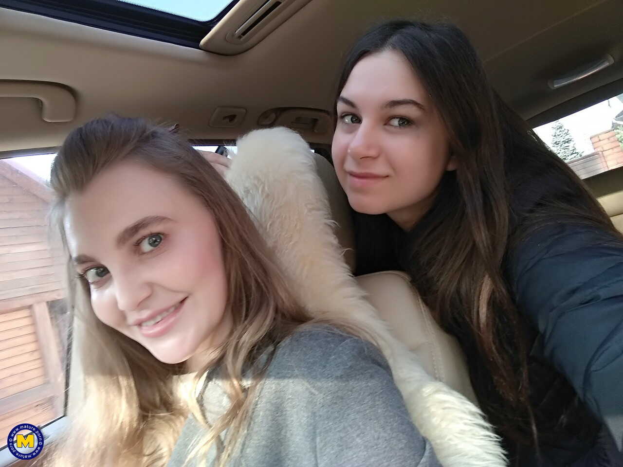 Long-haired Euro lovers snap a sexy selfie before passionate lesbian sex with Polina and Tamara - Polina, Tamara