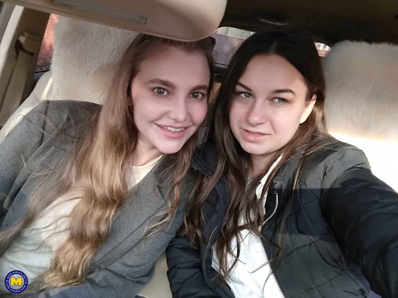 Long-haired Euro lovers snap a sexy selfie before passionate lesbian sex with Polina and Tamara - Polina, Tamara