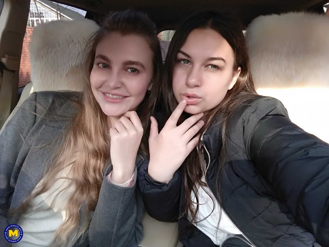 Long-haired Euro lovers snap a sexy selfie before passionate lesbian sex with Polina and Tamara - Polina, Tamara