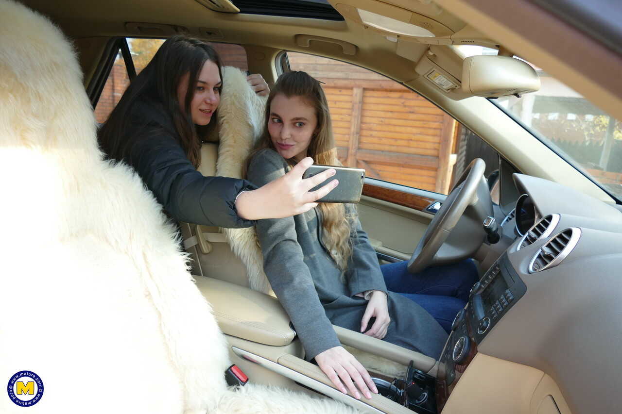 Long-haired Euro lovers snap a sexy selfie before passionate lesbian sex with Polina and Tamara - Polina, Tamara