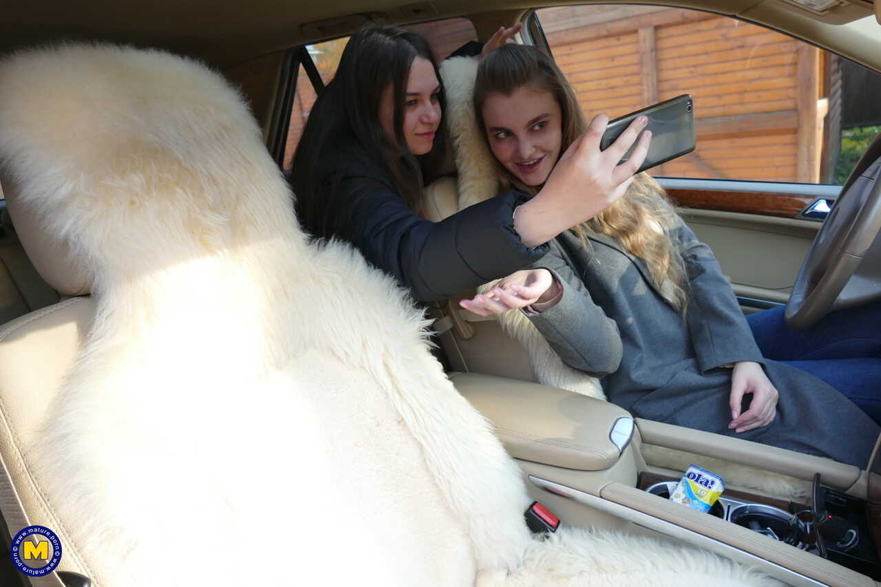 Long-haired Euro lovers snap a sexy selfie before passionate lesbian sex with Polina and Tamara - Polina, Tamara