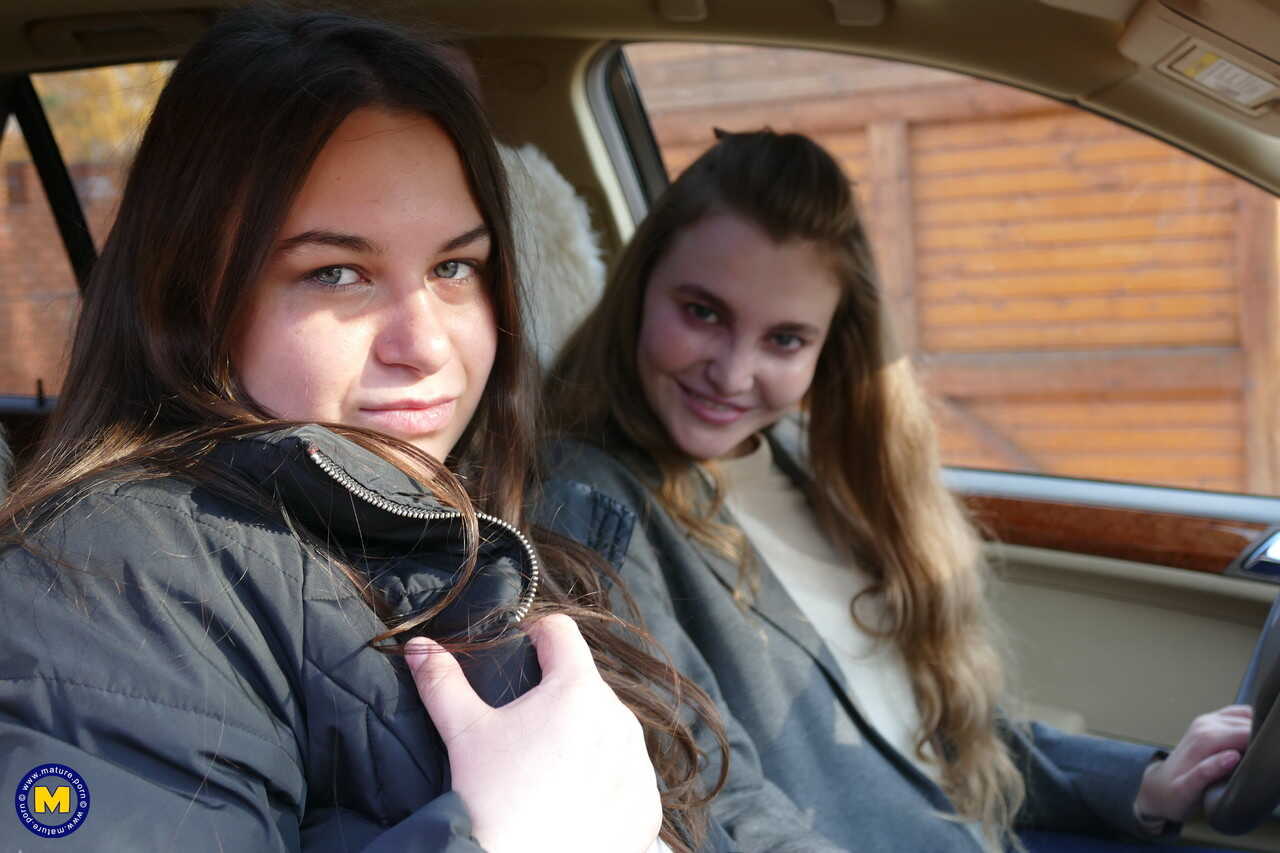 Long-haired Euro lovers snap a sexy selfie before passionate lesbian sex with Polina and Tamara - Polina, Tamara