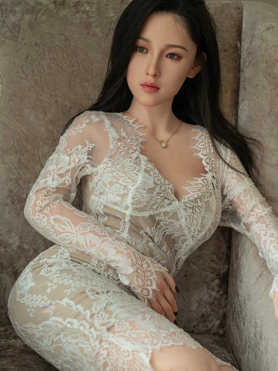 Lacy Lingerie, Raven Hair And Big Tits! Sex Doll Ang Poses In All Her Glory - 