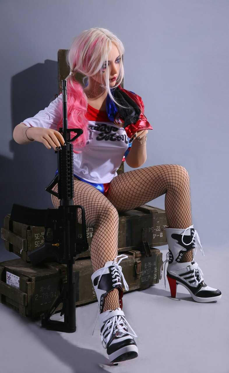 Harley Quinn's Naughty Sex Doll Poses Nude and in Her Slutty Outfit - 