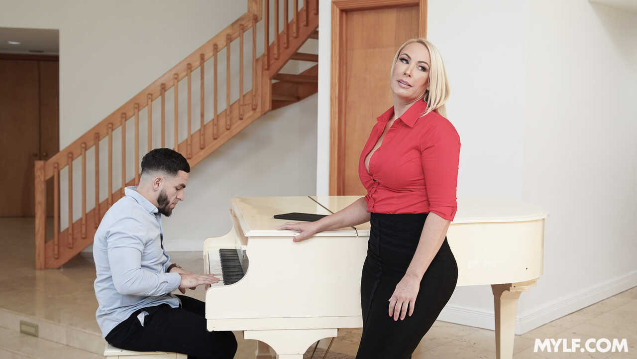 Piano Teacher Mellanie Monroe and Her Huge Tits Seduce a Student with her big tits & fucks him - Mellanie Monroe, Pete...