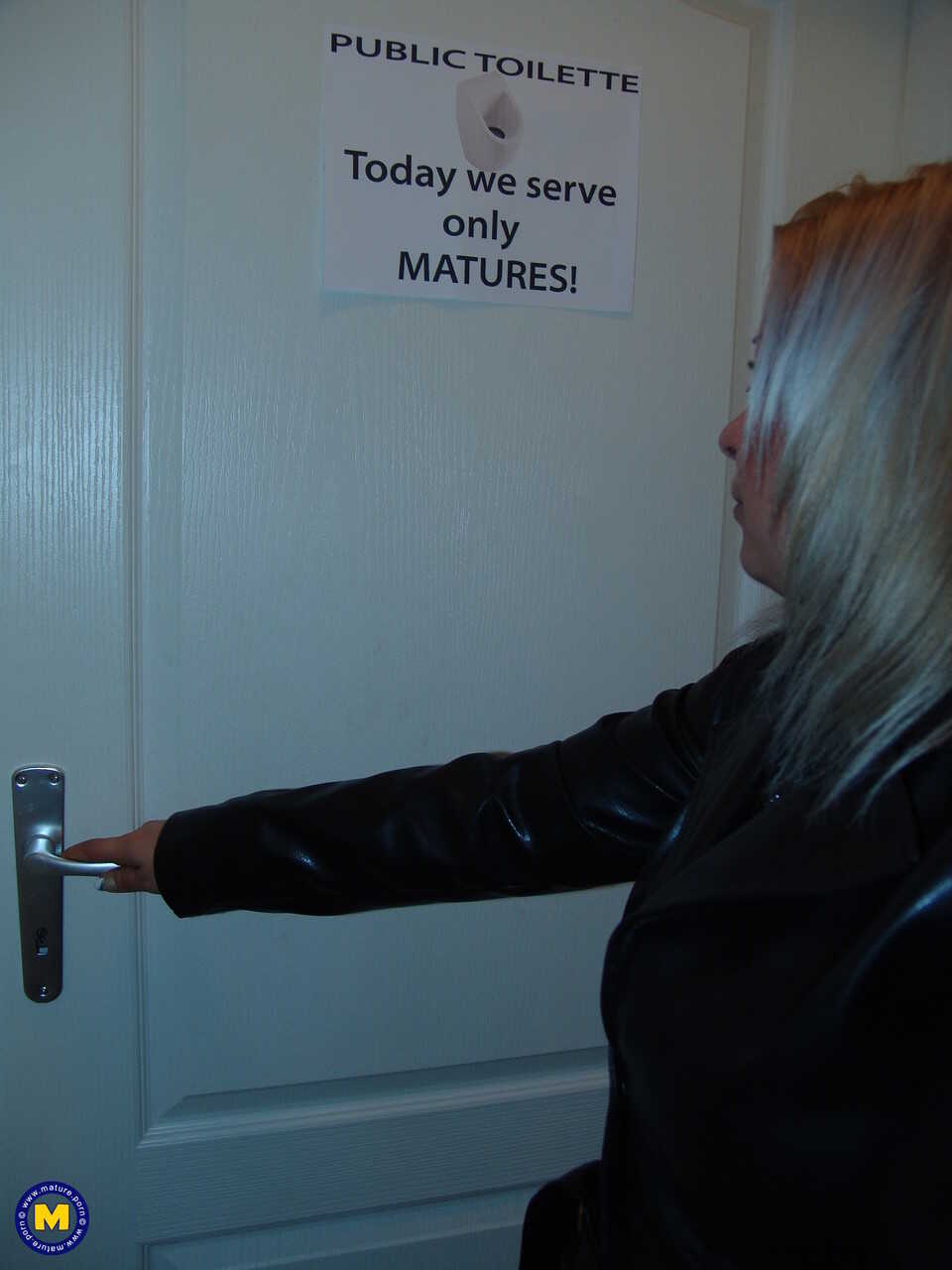 Aubrey's Big Tits and Old Ass Take on Double Penetration in the Toilet! - Aubrey