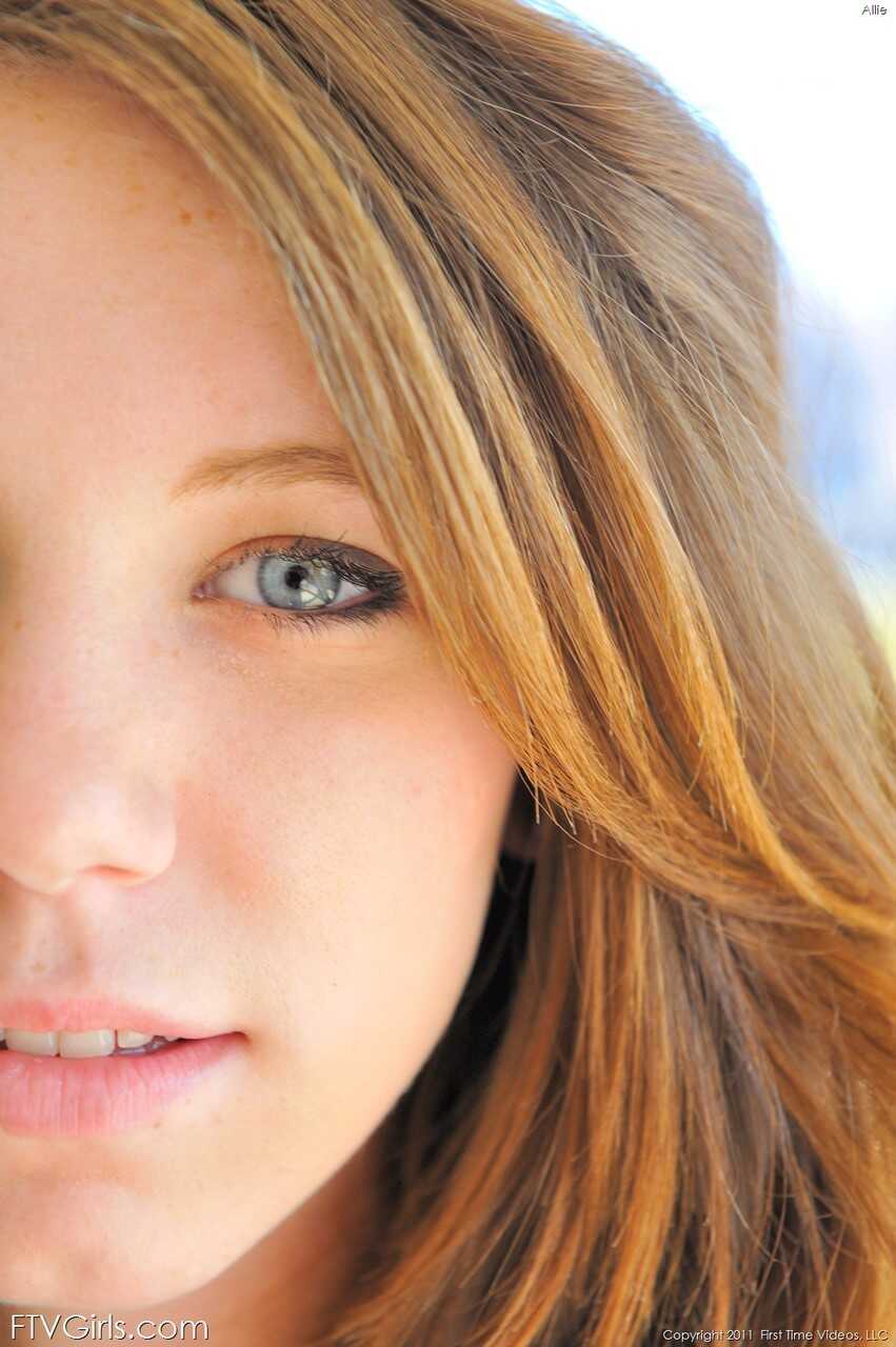Skinny Allie Rose stretches her perfect pussy lips and teases with her blue eyes. - Allie Rose