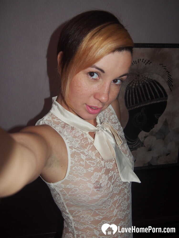 Naughty Bra-less Tease: Cute Natural Boobies & Shaved Bush! - 