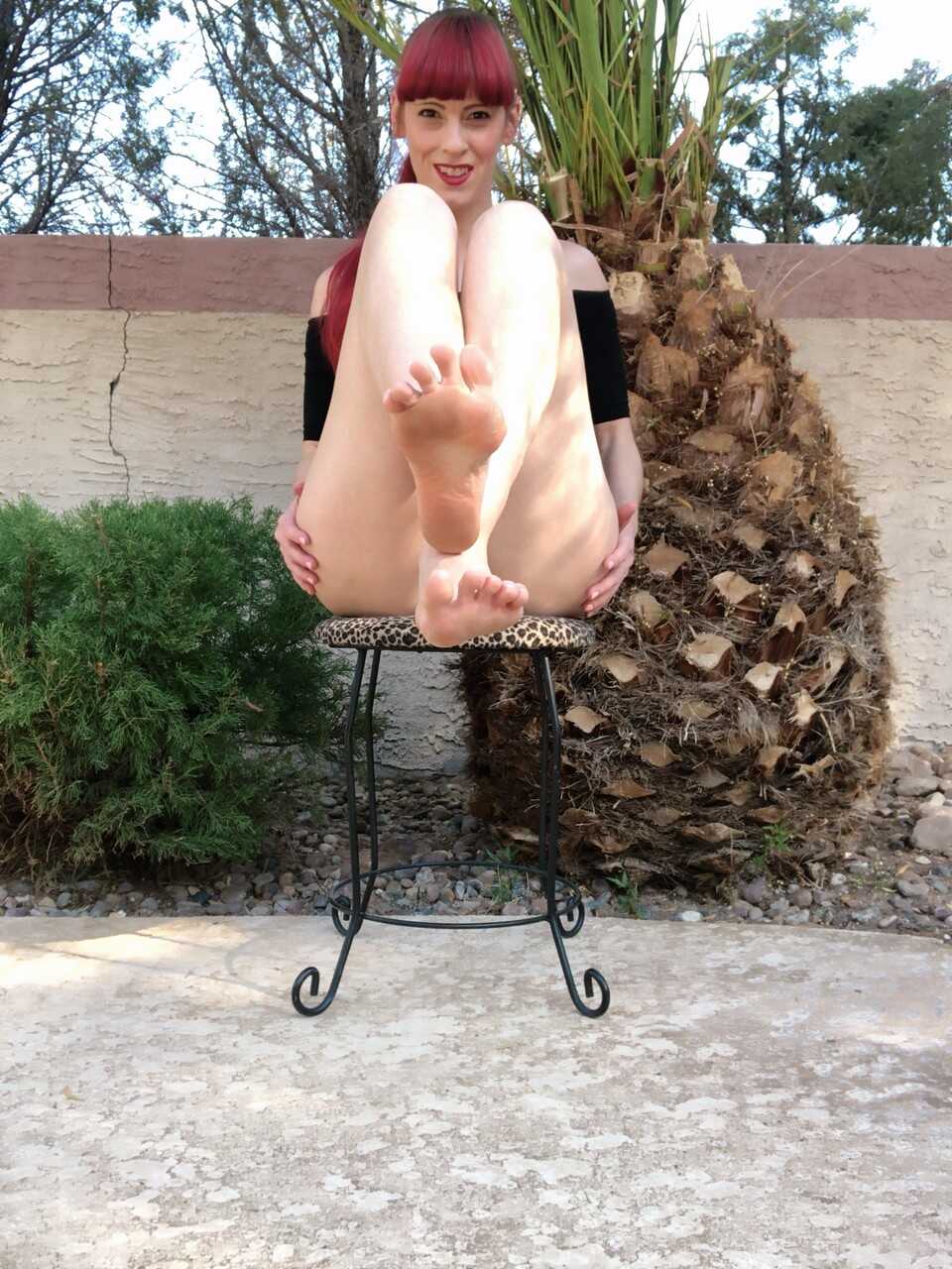 Naughty Ginger Nikki Rouge Shows Off Her Sexy Feet in Black Bodysuit and High Heels - Nikki Rouge