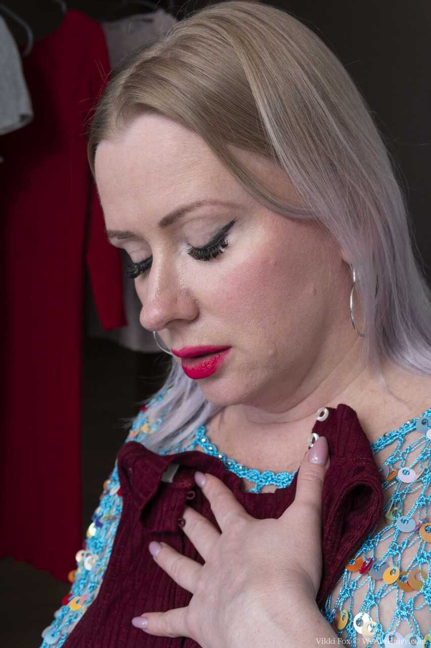 Chubby Vikki Fox Fondles Her Great Tits and Toys Her Bushy Muff While Fingering Her Hairy Pussy - Vikki Fox