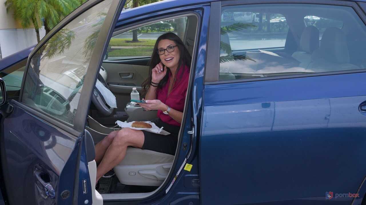Abby Somers gets pounded by a black man in her car while cheating on her husband! - Abby Somers