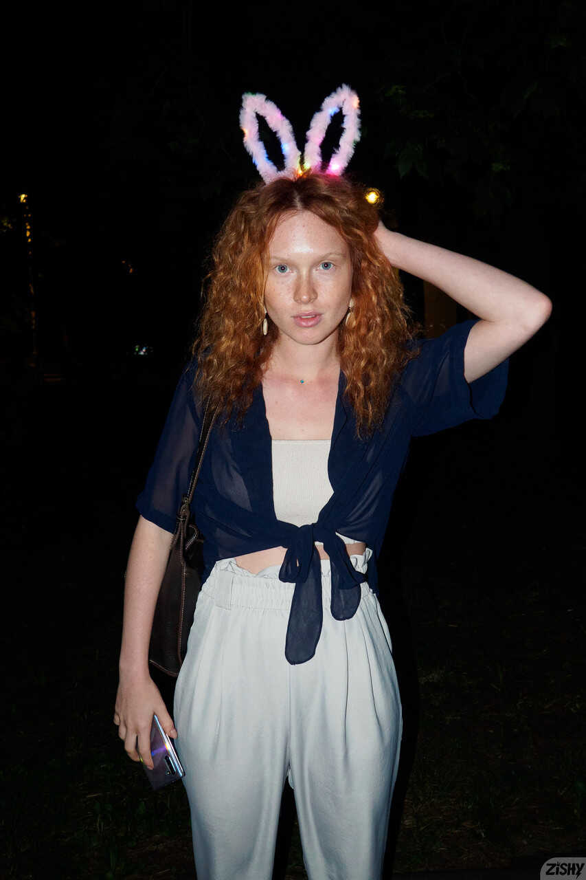 Ginger Gets Naughty Arina Bik Exposes Her Boobies In Public & Poses In Lace Lingerie At Home - Arina Bik