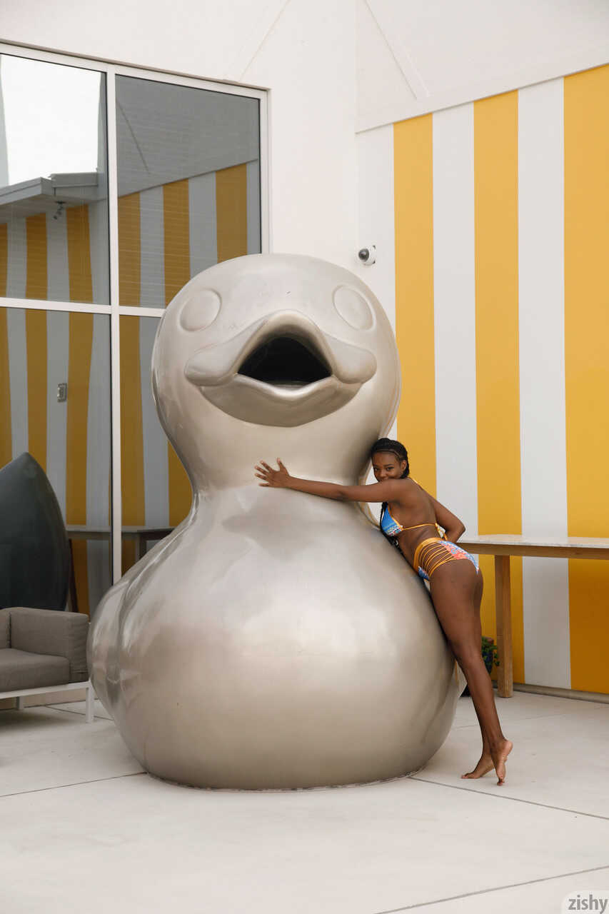 Petite ebony Neda Marie gets wild in her sexy bikini and shows off her big boobs! - Neda Marie