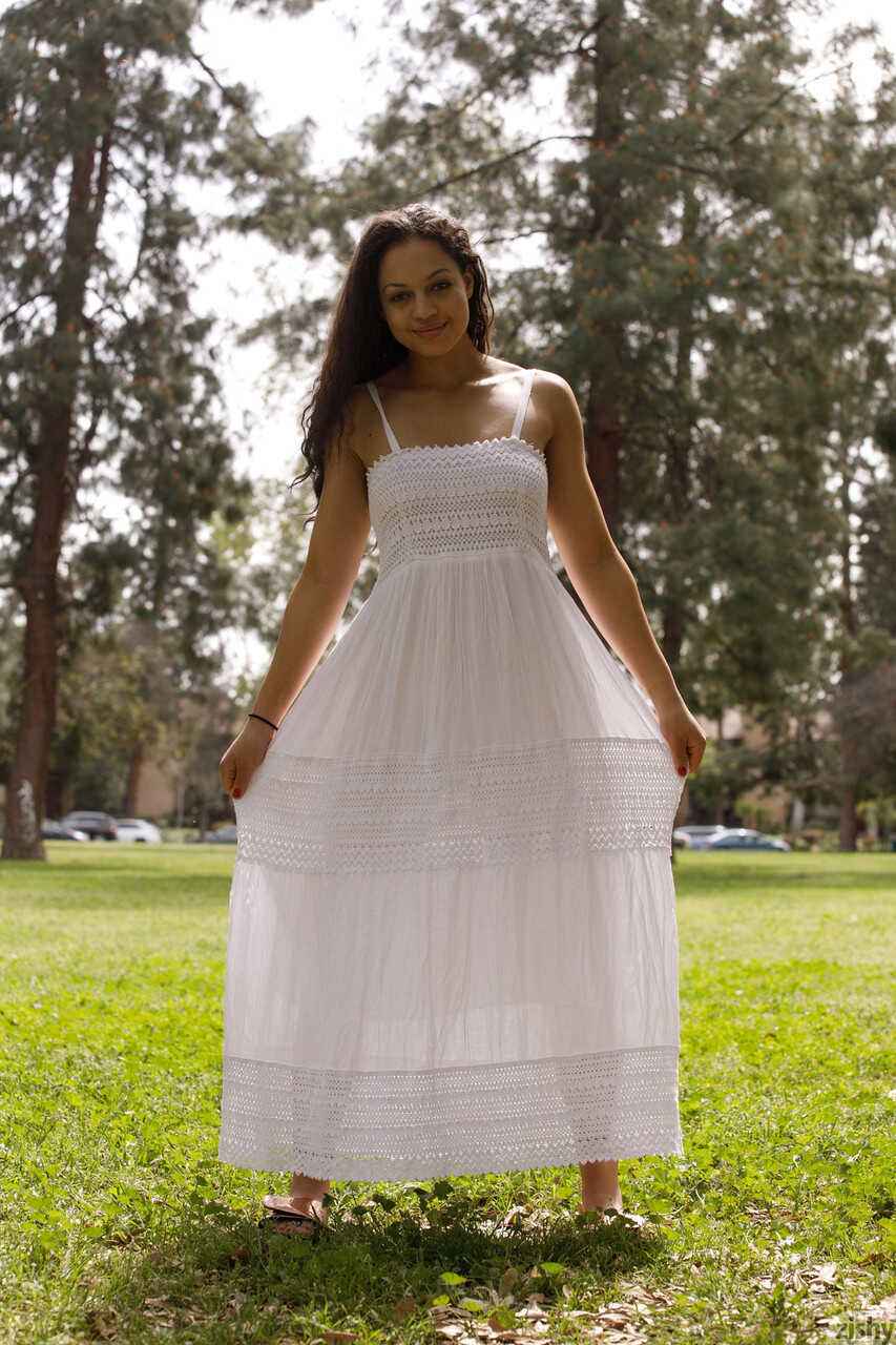 White Dress Naughty: Karissa Kane Flashes Her Booty and Tits in the Great Outdoors! - Karissa Kane