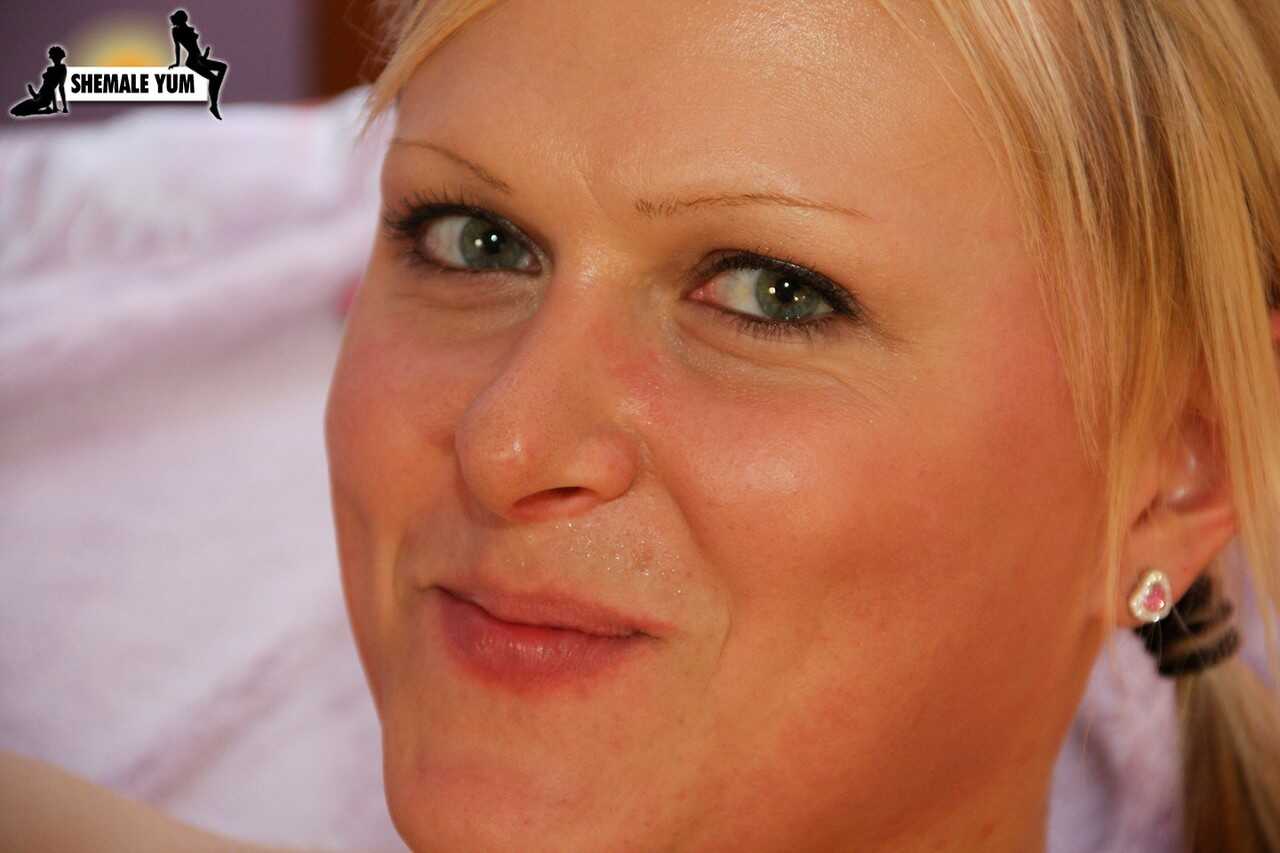 Tickling the Blonde Bombshell's Shemale Cock and Squeezing Her Uncut Big Balls - Kimberlin Rixx