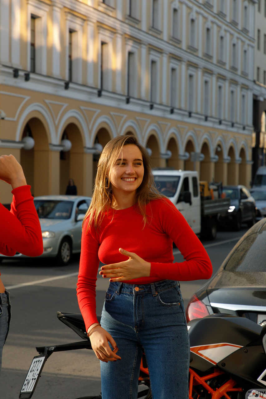 Cute Russian Teens Disha & Alevtina Batman Pose in Red Sweaters and Jeans Before Giving Each Other a Hot Ass-Licking S...