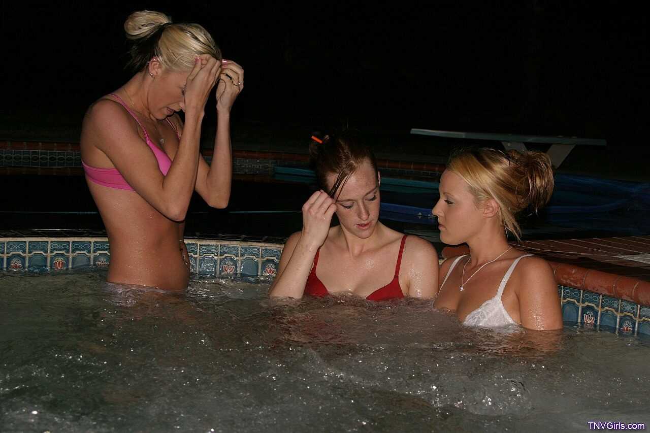 Juicy Jelly: Lesbian teens Cari, Nadia, and Vanessa get their bodies soaked in the jacuzzi for a sexy playtime with each o...