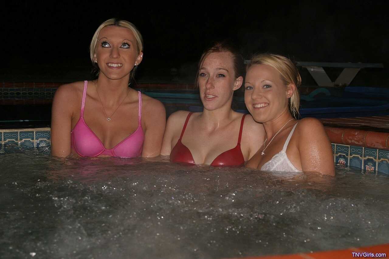 Juicy Jelly: Lesbian teens Cari, Nadia, and Vanessa get their bodies soaked in the jacuzzi for a sexy playtime with each other.