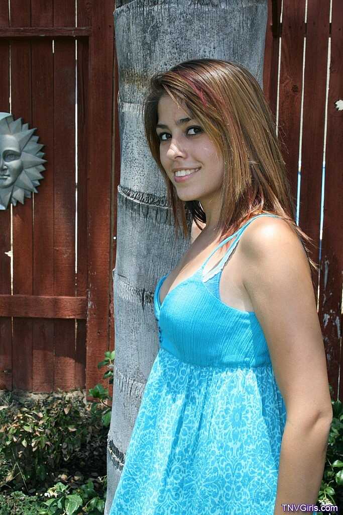 Breanna in Blue Exposure Cute Teen Model Posing Outdoors