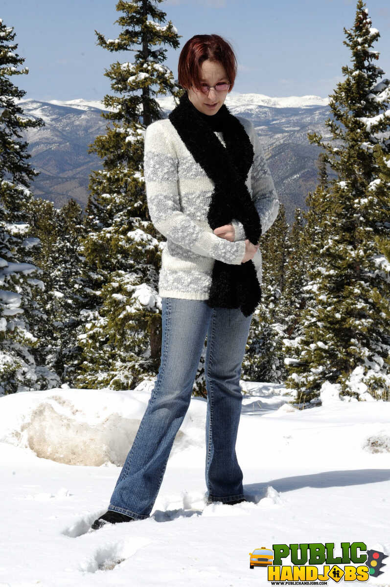 Brandi de Lafey's Naughty Redhead Exhibition: A CFNM Handjob for a Snowman in the Woods - Brandi de Lafey