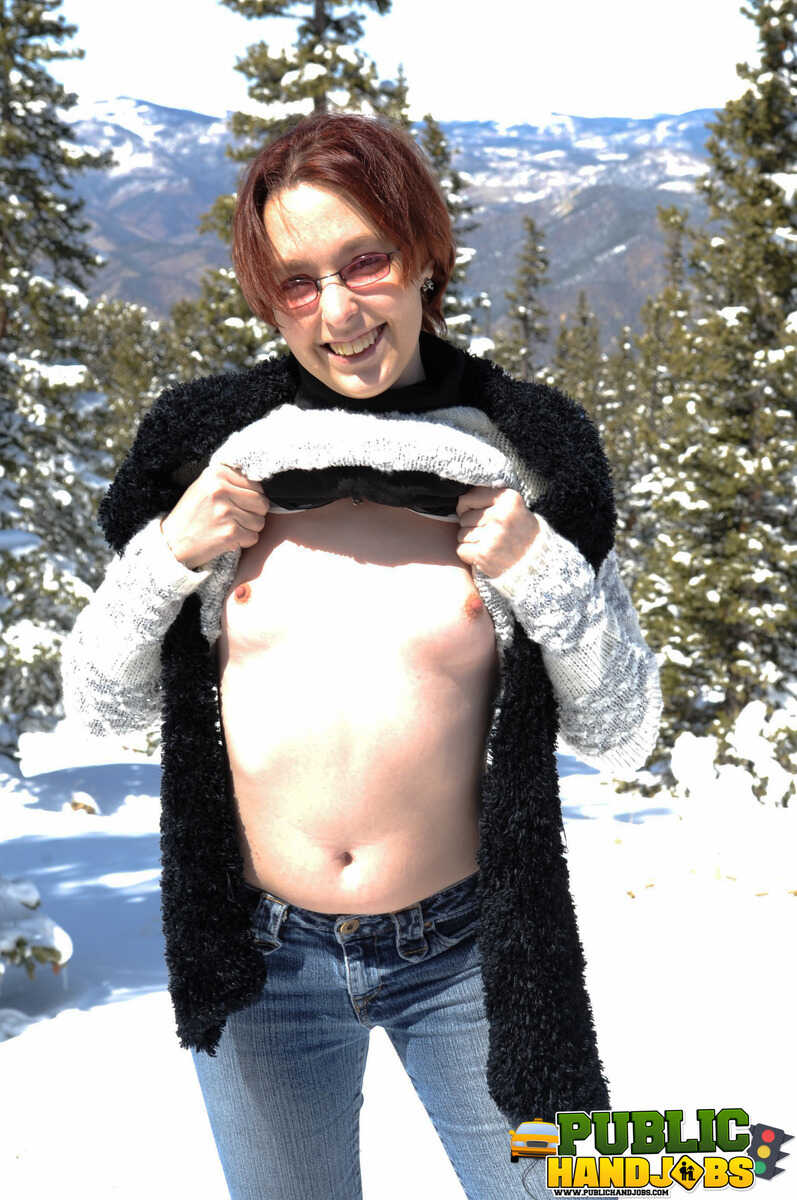 Brandi de Lafey's Naughty Redhead Exhibition: A CFNM Handjob for a Snowman in the Woods - Brandi de Lafey