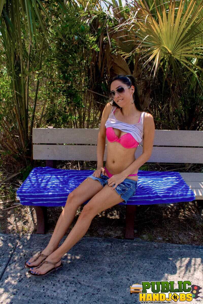 Skinny Latina Rachel Rose gets caught publicly flashing her tiny tits and giving a sultry handjob - Rachel Rose