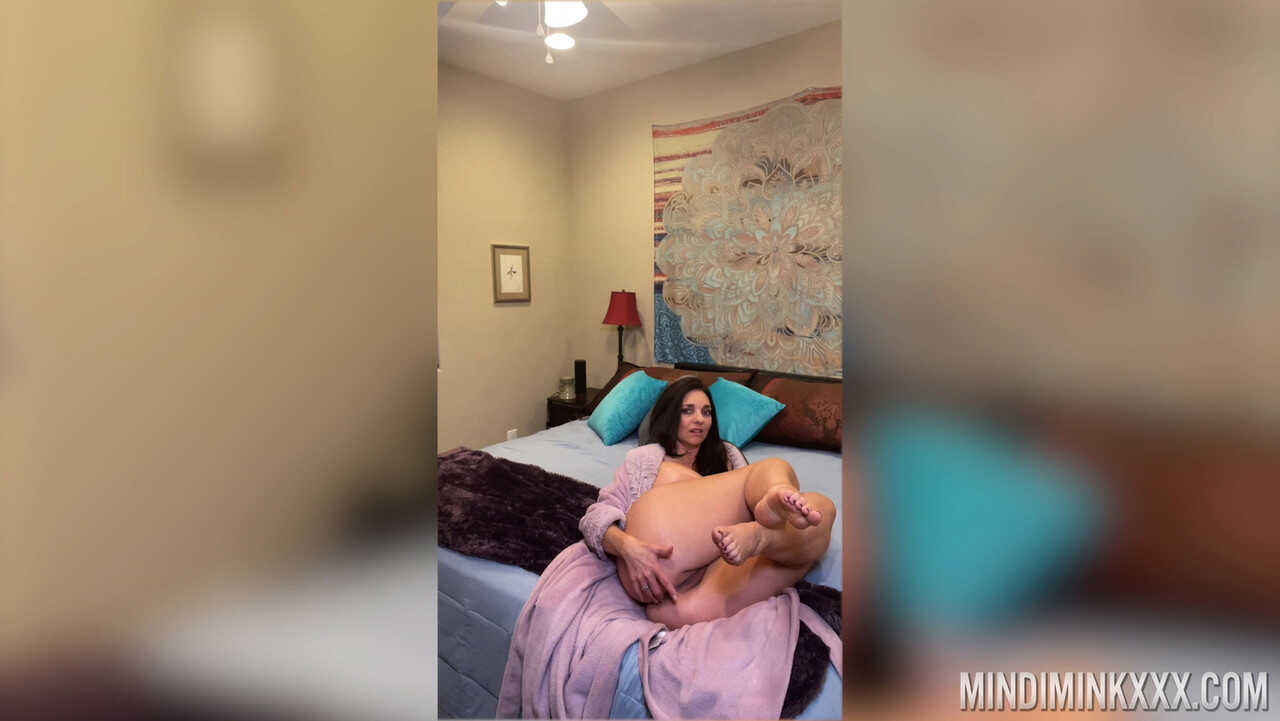 MILF Brunette Mindi Mink Exposing Her Lovely Big Tits In Her Room