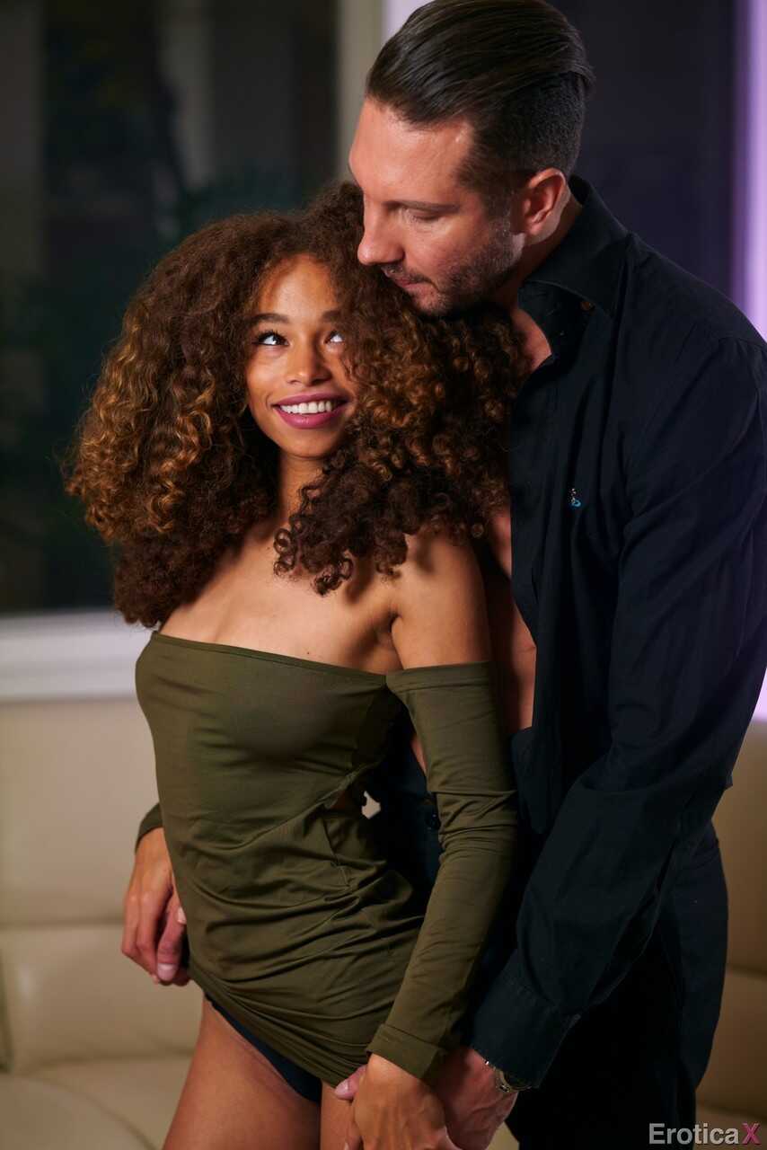 Curvy Afro-Latina Cecilia Lion Gets Her Thin Curly Hair Played With While Being Taken By Young Black Stud Quinton James - ...