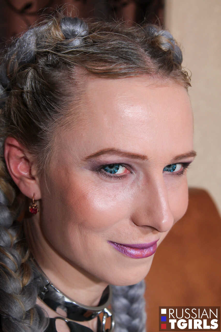 Long Pigtails Russian Shemale Lisa Romanova Strokes Her Butt and Masturbates with a Gigantic Dick! - Lisa Romanova