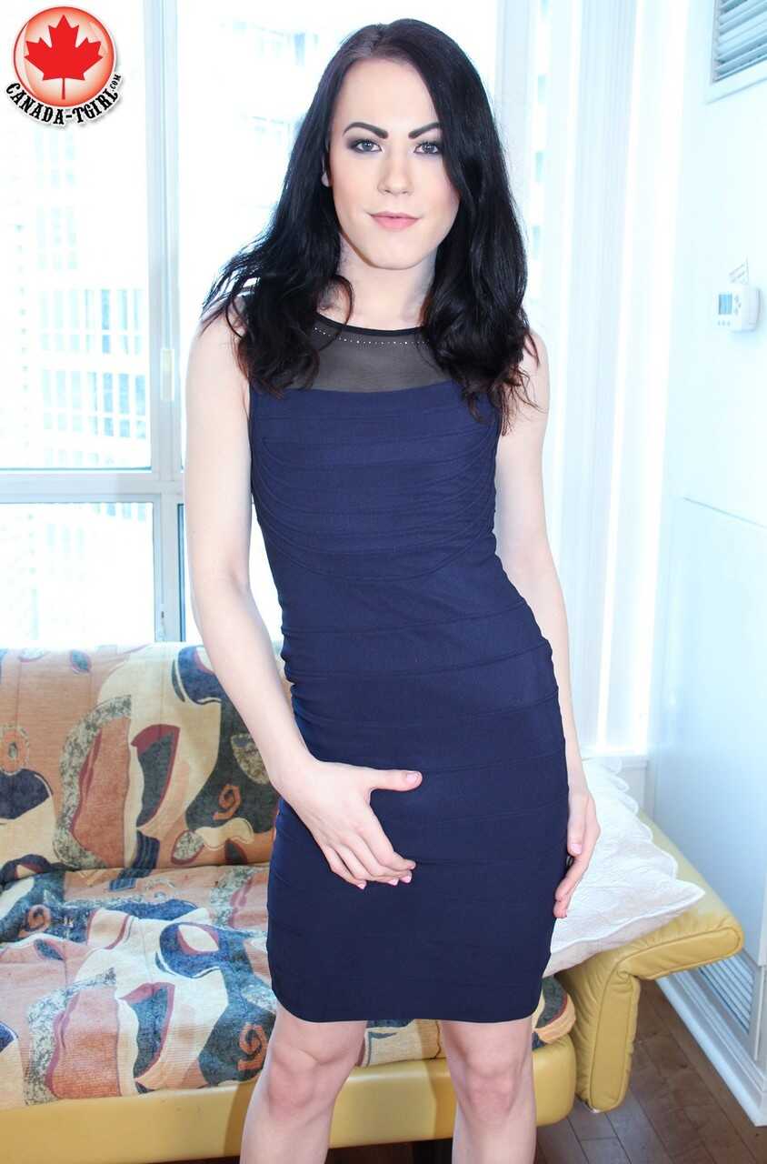 Beautiful transgirl Blair Ryder reveals her slim figure and jerks off her dick while wearing a sexy shemale skirt and spre...