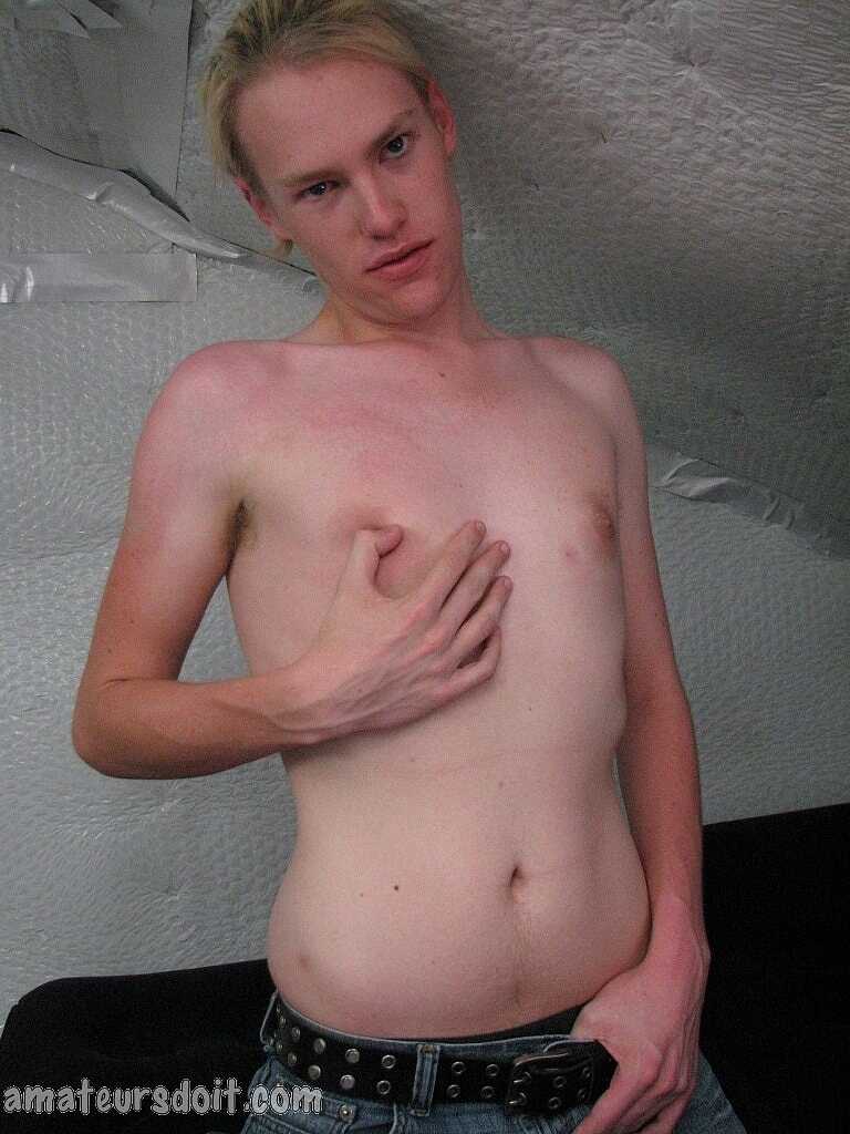 Blonde amateur gay Chris Toy gets horny in front of the camera while stroking his hard dick - 
