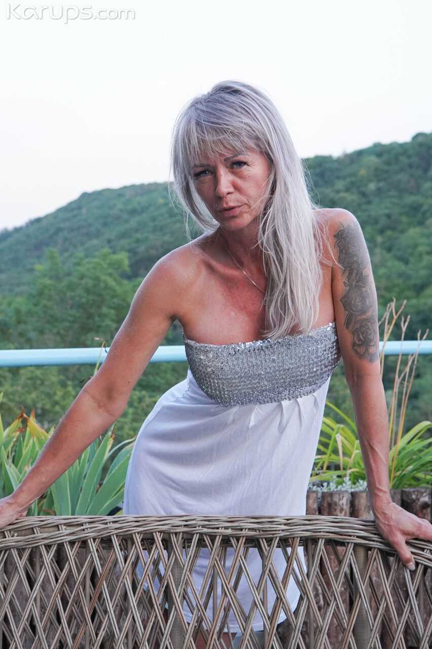 Letty's Mature Garden Party Amateur Granny Outdoors with Big Boobs and Mature Pussy - Letty
